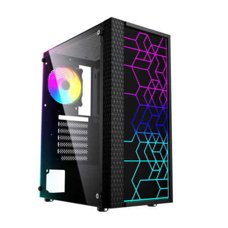 Gembird Fornax 2500 ARGB Gaming ATX computer case, Midi Tower, backlight,  Black
