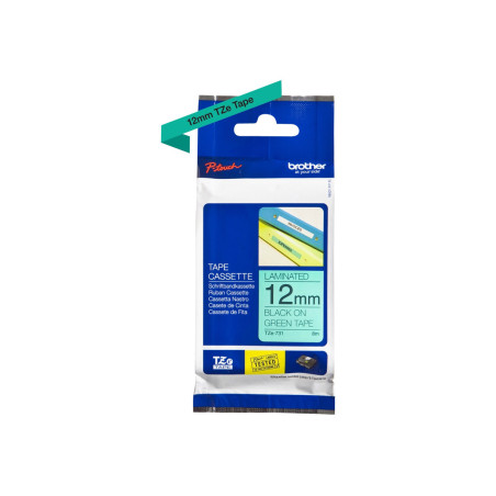 Brother | TZe-731 Laminated Tape | Black on Green | TZe | 8 m | 1.2 cm