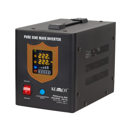 KEMOT PROsinus-800 emergency power supply unit – a pure sine wave inverter with a 12V charging function, 230V, 800VA/500W – black