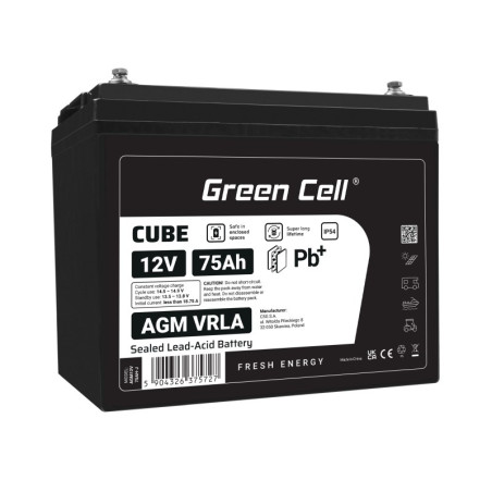 Green Cell AGM12V75AH-J UPS battery Sealed Lead Acid (VRLA) 12 V 75 Ah