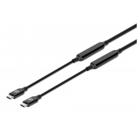 Manhattan Active USB-C to USB-C Cable, 5m, USB 3.2 Gen 2 (formerly USB 3.1 Gen 2), 10 Gbps, 3A/60W Fast Charging, SuperSpeed+ USB, DisplayPort Alt Mode Video up to 8K@60Hz, Black, Three Year Warranty
