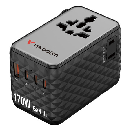 Verbatim Charge 'n' Travel 170W Universal Travel Adapter Black