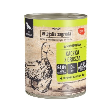 WIEJSKA ZAGRODA Duck with pear - wet dog food - 800g