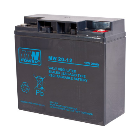 MPL MW POWER MW 20-12 UPS battery Lead-acid accumulator AGM Maintenance-free 12 V 20 Ah Black