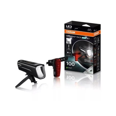 Bike Lamp LEDs BIKE RACE LED (Mounting location: front/rear), light color: white/red, housing color: black, lithium ion, light - flashing/steady, plastic