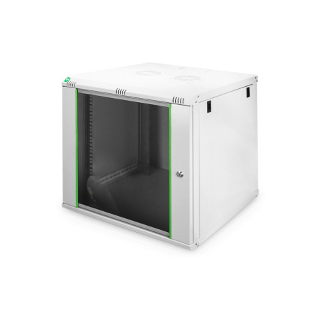 DYNAmic 19" 9U rack 600x600 wall-mounted network cabinet, door glass, grey, undivided, folded, 60kg