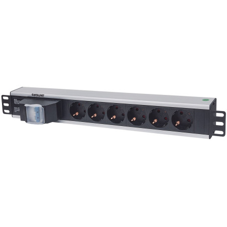 Intellinet 19" 1.5U Rackmount 6-Output Power Distribution Unit (PDU) EU CEE 7/3 Outlets, With Double Air Switch, No Surge Protection, Built-in 1.8m Power Cord with EU CEE 7/4 Plug