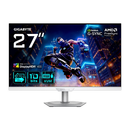 GIGABYTE M27UP ICE 27” 4K UHD Gaming Monitor - Dual Mode (4K 160Hz or FHD 320Hz), 3840 x 2160, 1ms, 350 cd/m², FreeSync Premium, DisplayHDR400, HDMI 2.1, Displayport 1.4