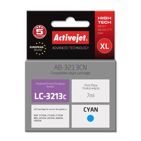 Activejet AB-3213CN Ink cartridge (replacement for Brother LC3213C; Supreme; 7 ml; cyan)