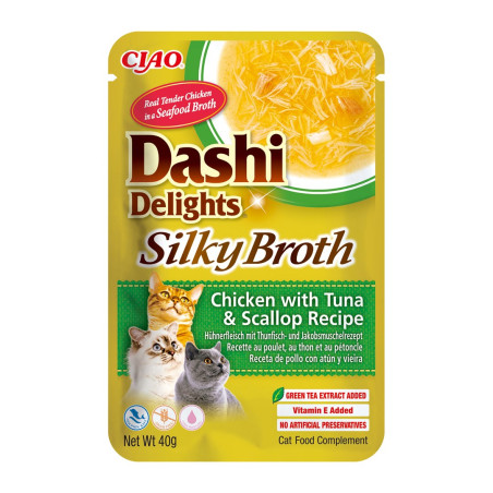 INABA CAT Dashi Delights Silky Broth Chicken with Tuna & Scallop - cat treat - 40g