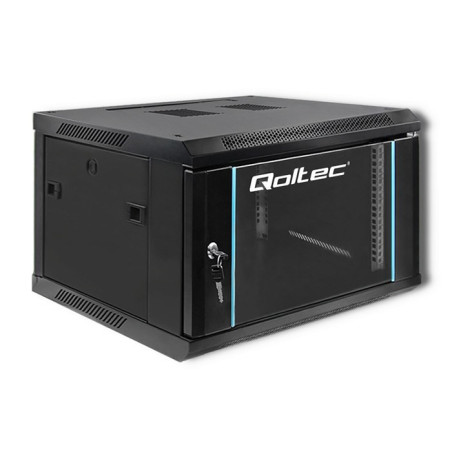 Qoltec 54465 19" RACK cabinet | 6U | 600 x 600 x 370 | Tempered doors | Hanging