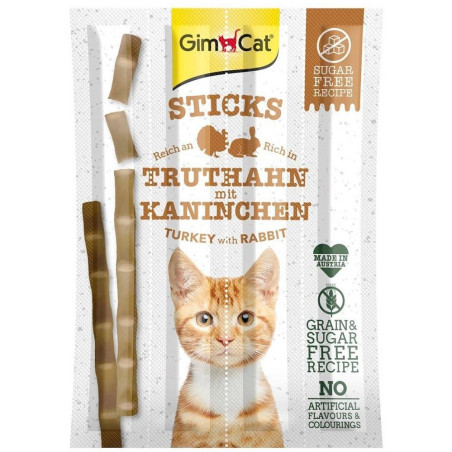 GIMCAT Sticks Turkey and rabbit - cat treats - 4pcs