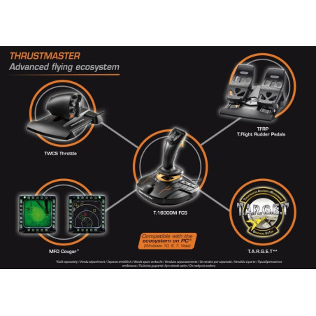 Thrustmaster T.16000M FCS Flight Pack Black USB Flight Sim Analogue / Digital PC