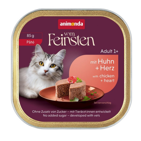 ANIMONDA Vom Feinsten Adult Pâté Chicken and hearts - wet cat food - 85g