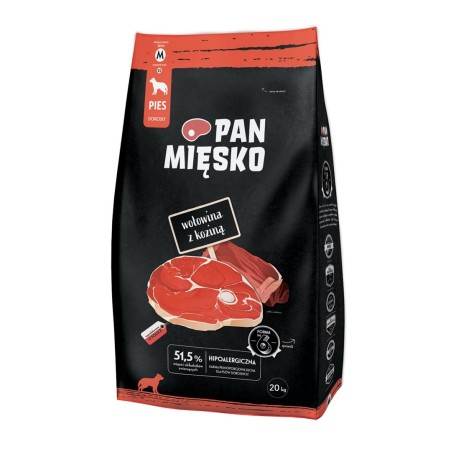 PAN MIĘSKO Beef with goat M  - dry dog food - 20kg