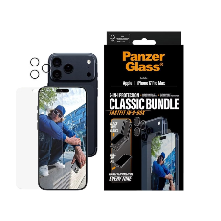PanzerGlass 2-in-1 Classic Bundle | Screen Protector/Lens protector | Apple | iPhone 17 Pro Max | Transparent