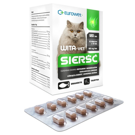 EUROWET Wita-Vet Coat - supplements for cats - 120 tablets
