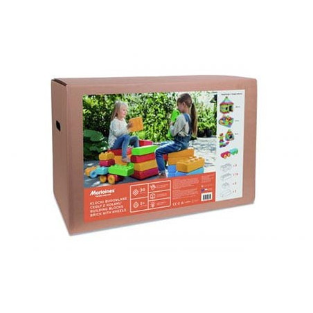 Marioinex ‘brick’ building blocks + 2 wheels, 30 pieces