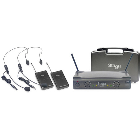 Stagg SUW 50 HH EG EU - system bezprzewodowy UHF, 2 mikrofony nagłowne