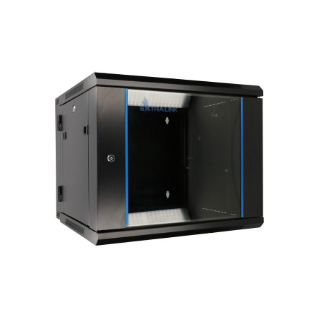 Extralink Rackmount cabinet 9U 600x600 AZH Black wall mounted, swing type