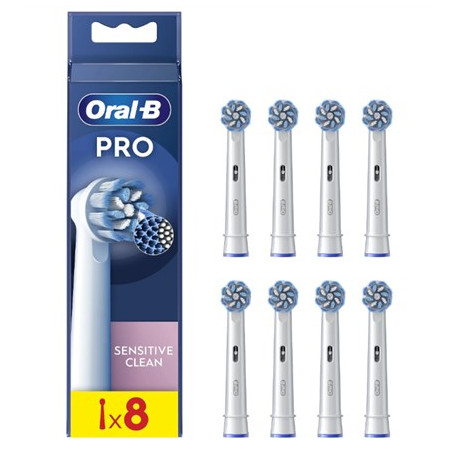 Oral-B | Replaceable toothbrush heads | EB60X-8 Sensitive Clean Pro | Heads | For adults | Number of brush heads included 8 | White
