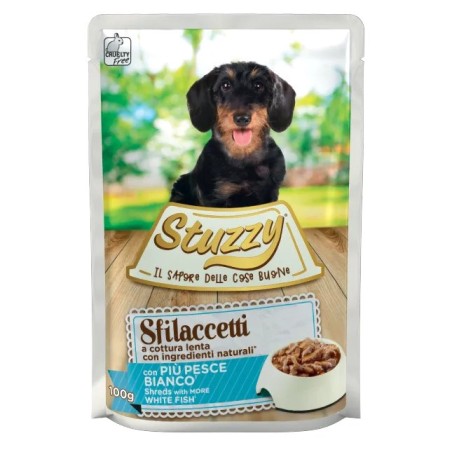 STUZZY Sfilaccetti with white fish meat - wet dog food - 100g