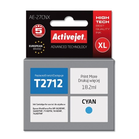 Activejet AE-27CNX Ink (replacement for Epson 27XL T2712; Supreme; 18 ml; cyan)
