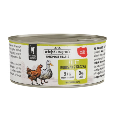 WIEJSKA ZAGRODA Handmade fillets Chicken with duck - wet cat food - 70g