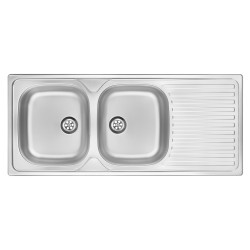 2-bowl steel sink with drainer
