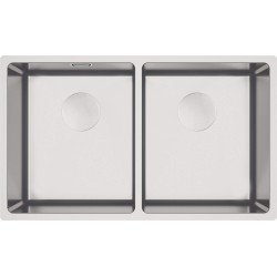 2-bowl wall-hung steel sink