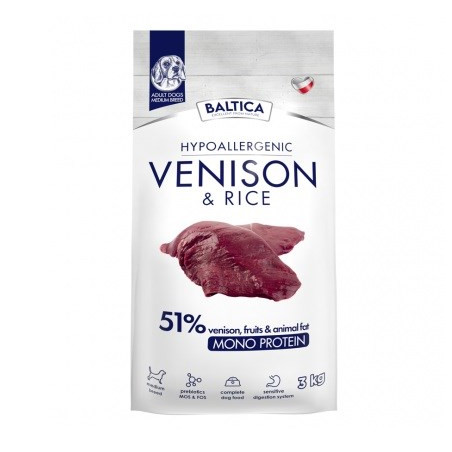 BALTICA Nutraceutic Hypoallergenic Medium breeds Venison with rice - dry dog food - 3kg