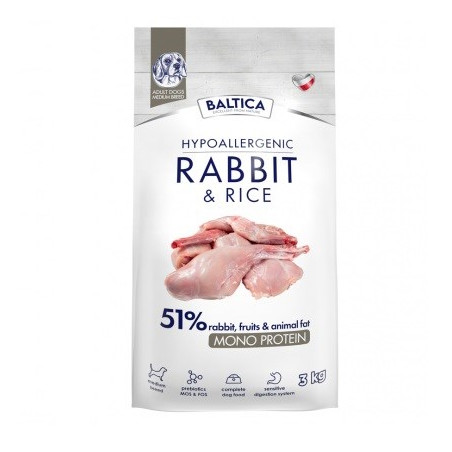 BALTICA Nutraceutic Hypoallergenic M Rabbit with rice - dry dog food - 3kg