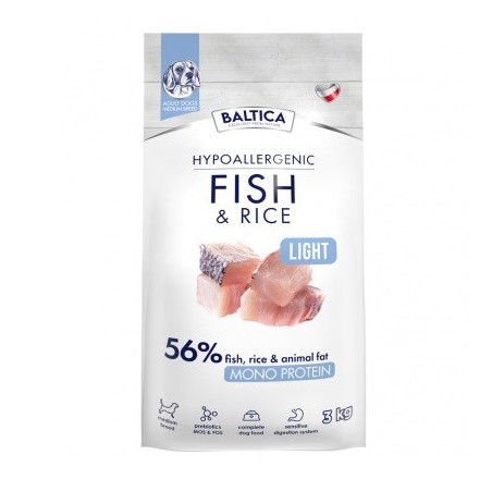 BALTICA Nutraceutic Hypoallergenic Light M Fish with rice - dry dog food - 3kg