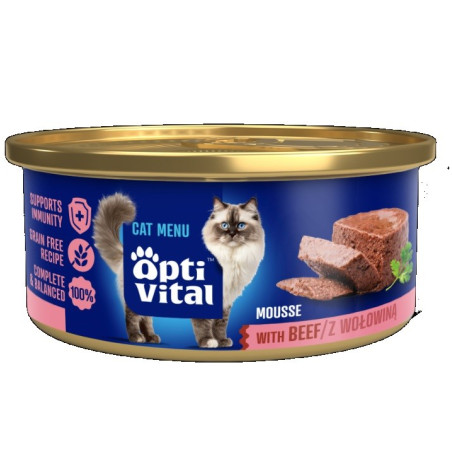 OPTIVITAL Fluffy mousse with beef - wet cat food - 85g