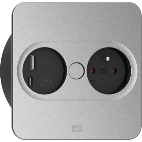 Bachmann 946.015 socket-outlet Type E + USB A + USB C Stainless steel