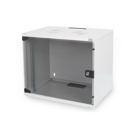 Digitus | 7U wall mounting cabinet | DN-19 07U-S-1 | Grey | Safety class rating IP20. Lockable safety-glass door. 200° door opening angle. Front door: Glass door, single opening. Unmounted 370x540x400 mm