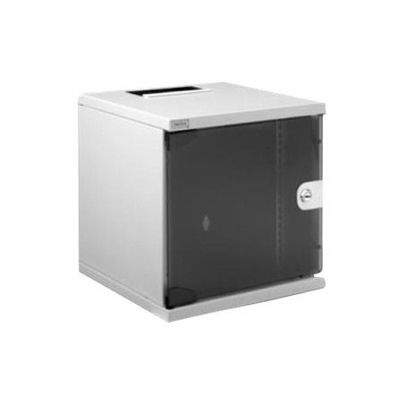 Digitus | 6U Wall Mounting Cabinet | DN-10-05U-1 | Grey | Safety class rating IP20; 200° door opening angle; Lockable safety-glass door; 254 mm (10") profile rails mounted on the front side inside of the cabinet, galvanized; 254 mm (10") profile rails are adjustable in depth | 33.0 x 31.2 x 30.0 cm