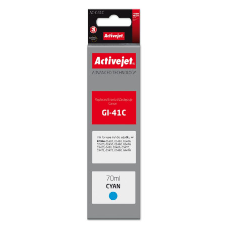Activejet AC-G41C Ink Bottle (Replacement Canon GI-41C 4543C001; Supreme; 70 ml; Cyan)