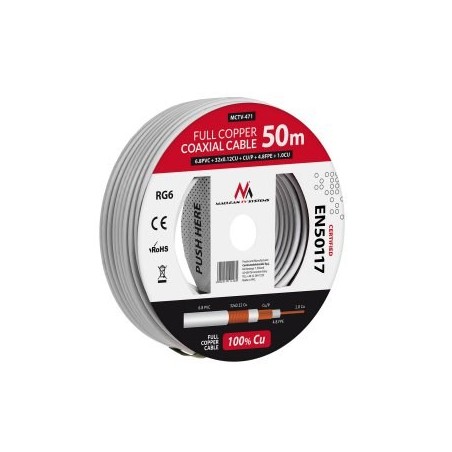 Maclean MCTV-472 coaxial cable RG-6/U 100 m White