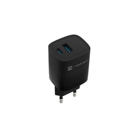 NATEC RIBERA GAN CHARGER 1X USB-A + 1X USB-C 30W BLACK