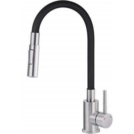 Kitchen faucet with bent spout - 2 types of spray