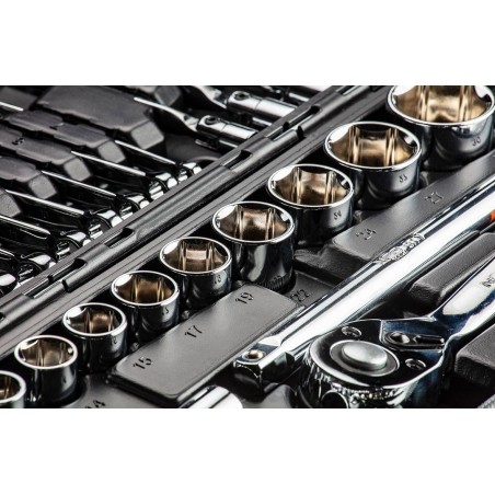 Socket wrenches 1/4", 1/2", set of 77, CrV