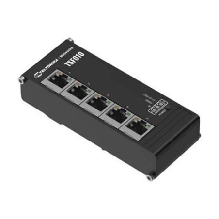 Teltonika NETWORKS TSF010 Flat Ethernet Switch Unmanaged Fast Ethernet (10/100) DIN rail Black