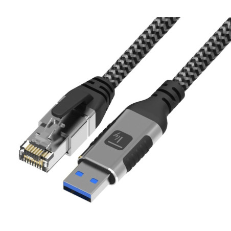 Techly ICOC U3A-RJ45-010 networking cable Black, Silver 1 m Cat6 F/UTP (FTP)