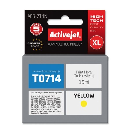 Activejet AEB-714N Ink (replacement for Epson T0714, T0894, T1004; Supreme; 15 ml; yellow)
