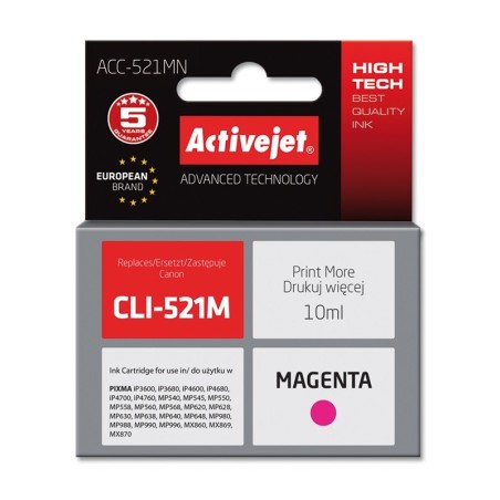 Activejet ACC-521MN Ink (replacement for Canon CLI-521M; Supreme; 10 ml; magenta)