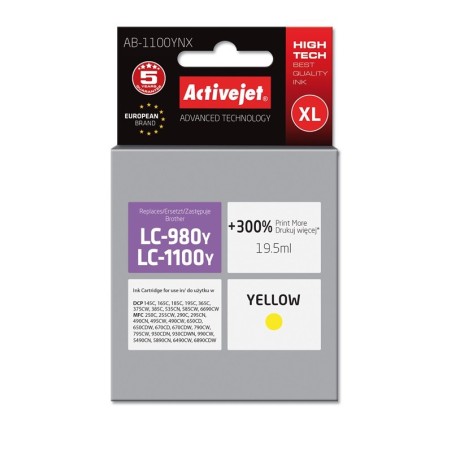 Activejet AB-1100YNX Ink (replacement for Brother LC1100Y/980Y; Supreme; 19.5 ml; yellow)