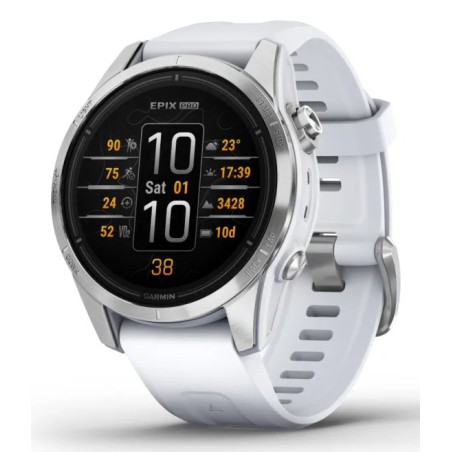 Garmin epix Pro (Gen 2) 3.05 cm (1.2") AMOLED 42 mm Digital 390 x 390 pixels Touchscreen Silver Wi-Fi GPS (satellite)