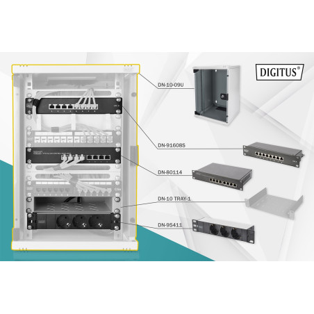 Digitus Network Set - 254 mm (10") - 9U, 312 x 300 mm (W xD)