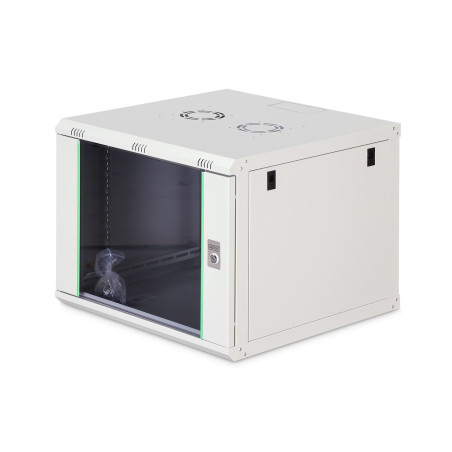 DYNAmic 19" 9U rack 600x600 wall-mounted network cabinet, door glass, grey, undivided, folded, 60kg
